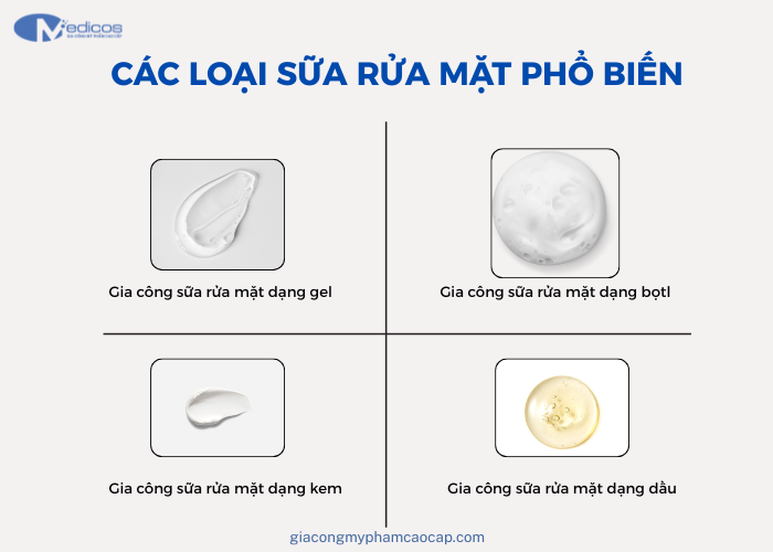 Một số loại sữa rửa mặt phổ biến trong gia công