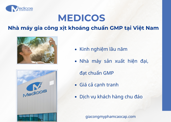 Medicos - Nhà máy gia công xịt khoáng đạt chuẩn cGMP